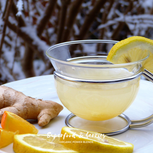 Citron- och ingefära te med valfri superfoodmix